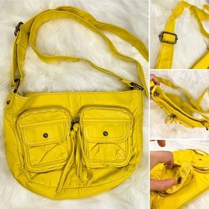 🦖Yellow Long Strap Shoulder Handbag 6 Pockets